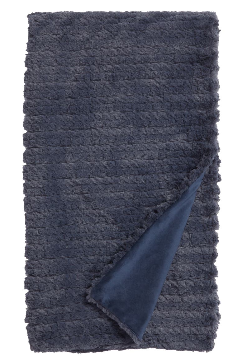 Faux Fur Throw Blanket, Main, color, BLUE GRISAILLE