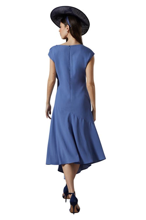 Coast Drape Side Cap Sleeve Midi Dress In Blue