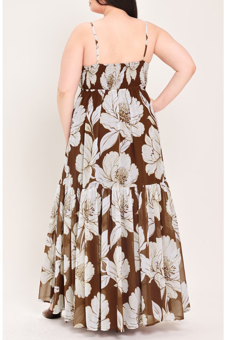 Floral Tiered Maxi Dress, Alternate, color, BROWN