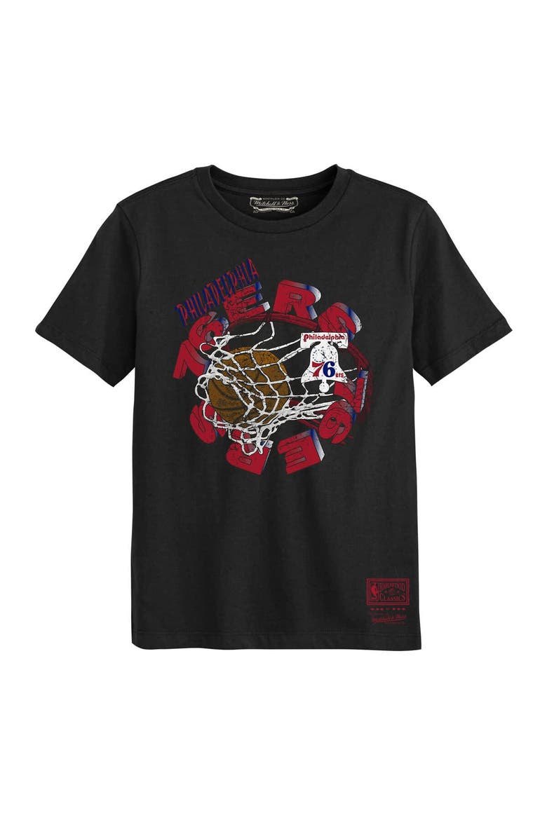 Preschool Mitchell & Ness Black Philadelphia 76ers In The Net T-Shirt, Main, color, Black