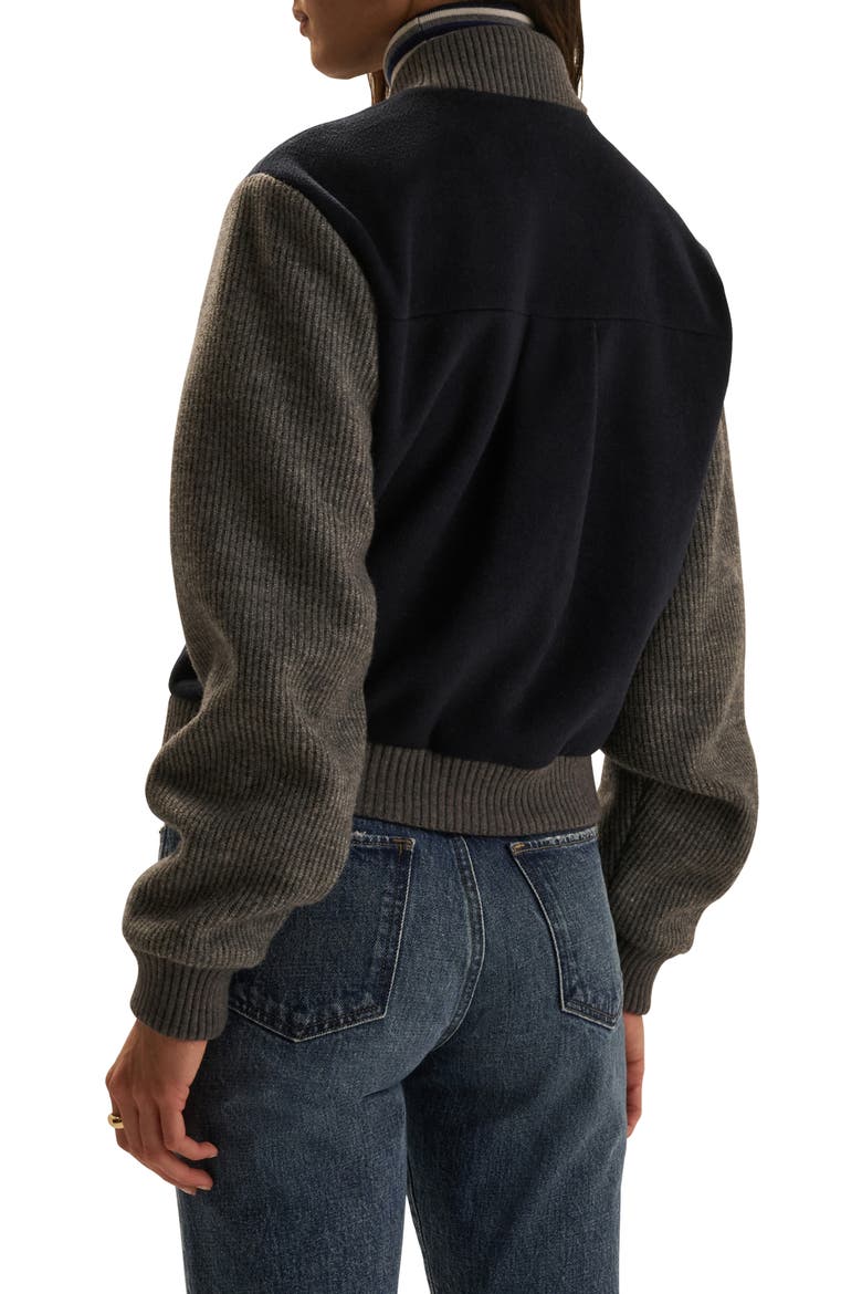 The Studio Wool Blend Bomber Jacket, Alternate, color, NAVY GREY
