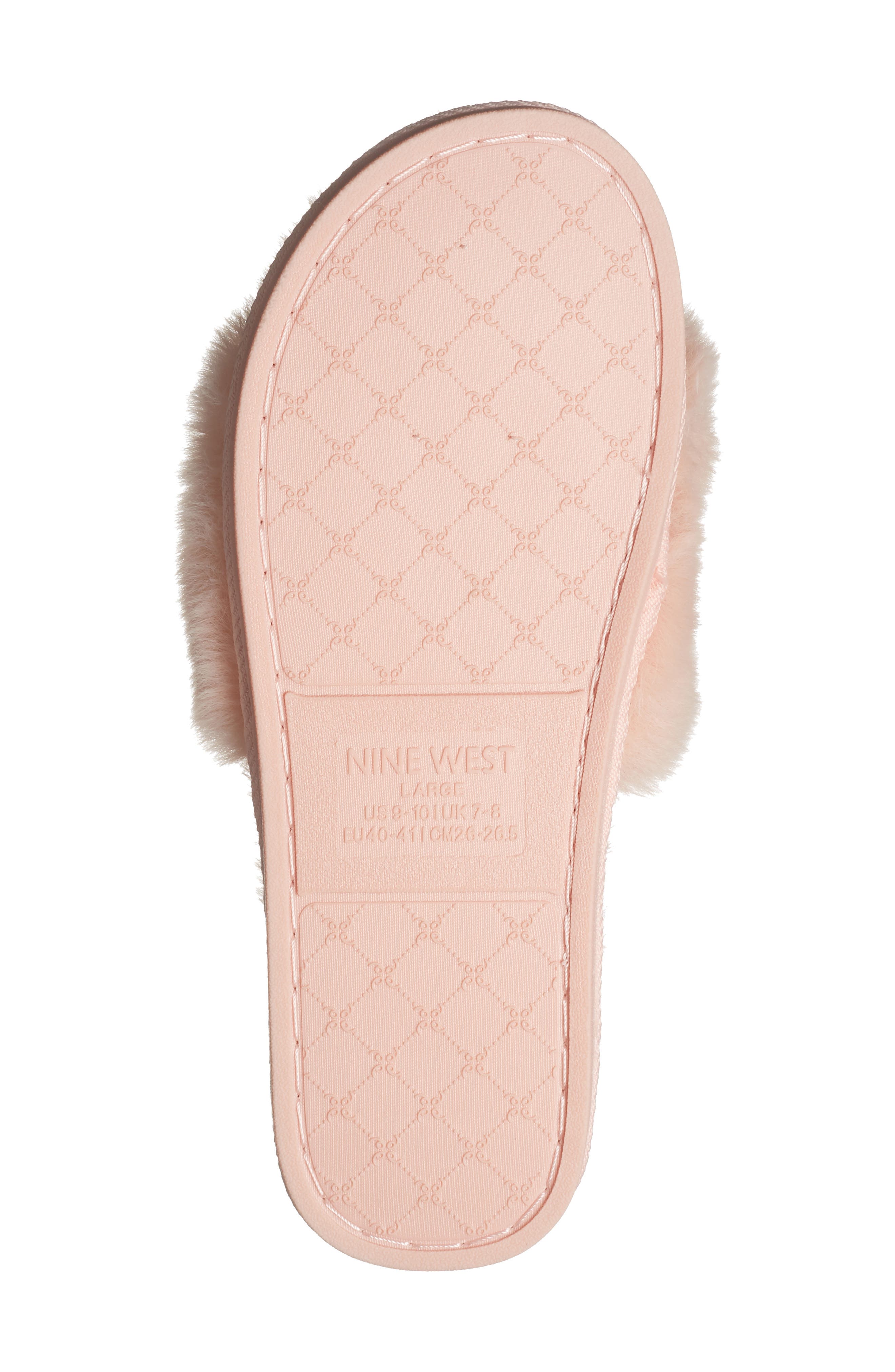 Nine West Faux Fur Slipper, Alternate, color, Peach
