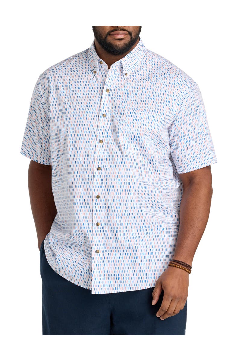 Harbor Bay by DXL Big & Tall Easy-Care Dashes Sport Shirt, Main, color, White Multi