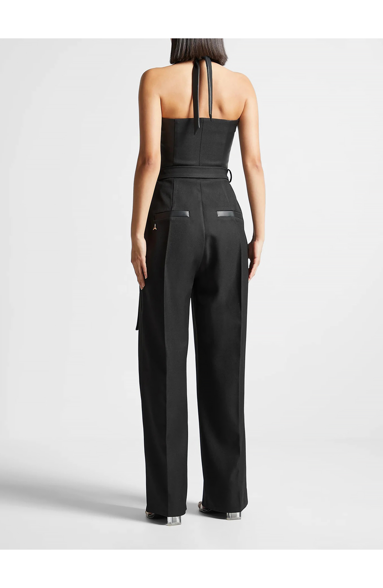 Manière De Voir Sabine Tailored Pleat Jumpsuit with Belt, Alternate, color, Black