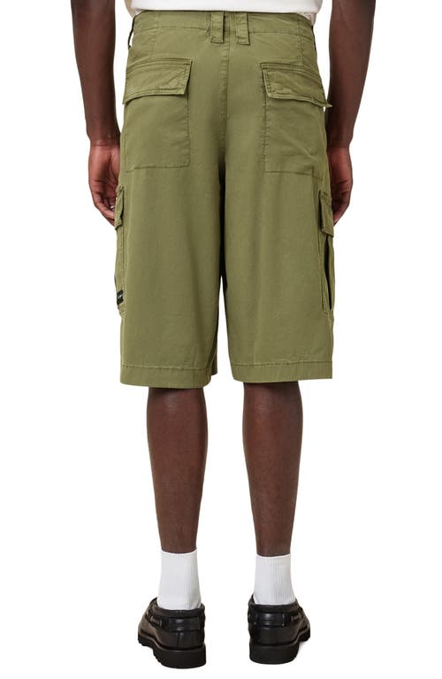 Allsaints Flynn Stretch Cotton Cargo Shorts In Eden Green