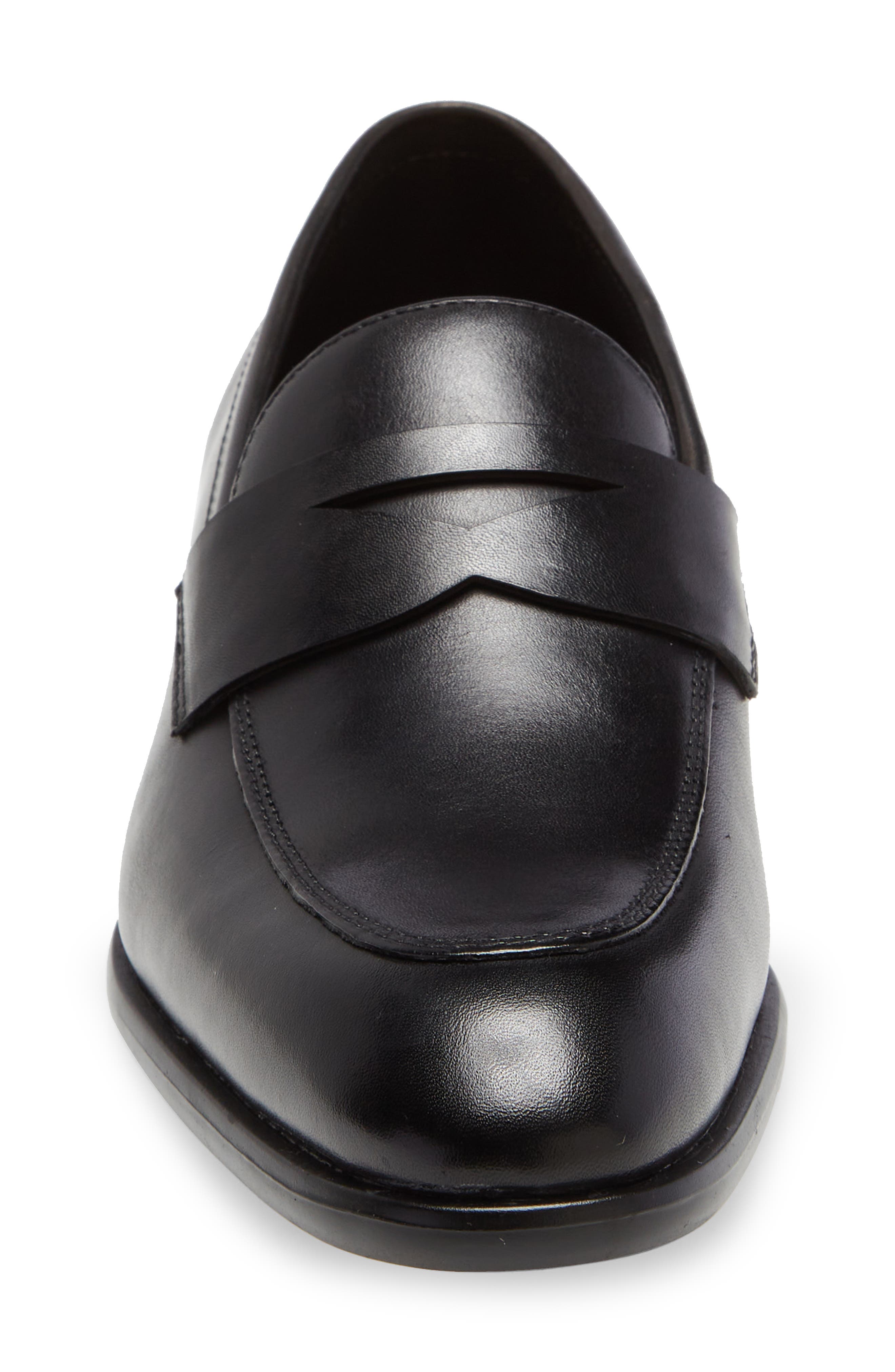 Nordstrom Dino Penny Loafer, Alternate, color, Black Leather