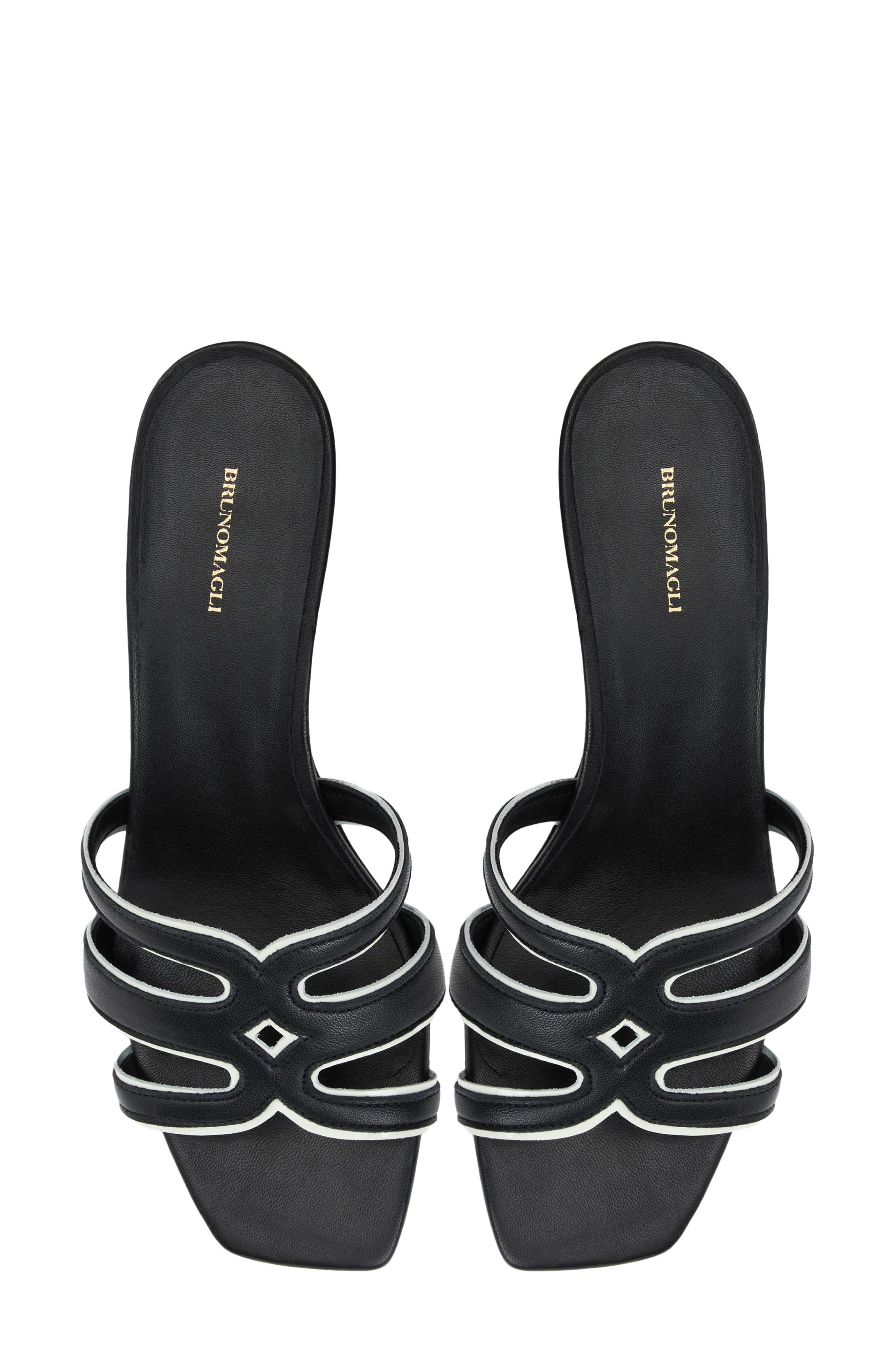 Bruno Magli Enora Slide Sandal, Alternate, color, Black Nappa/ Bone