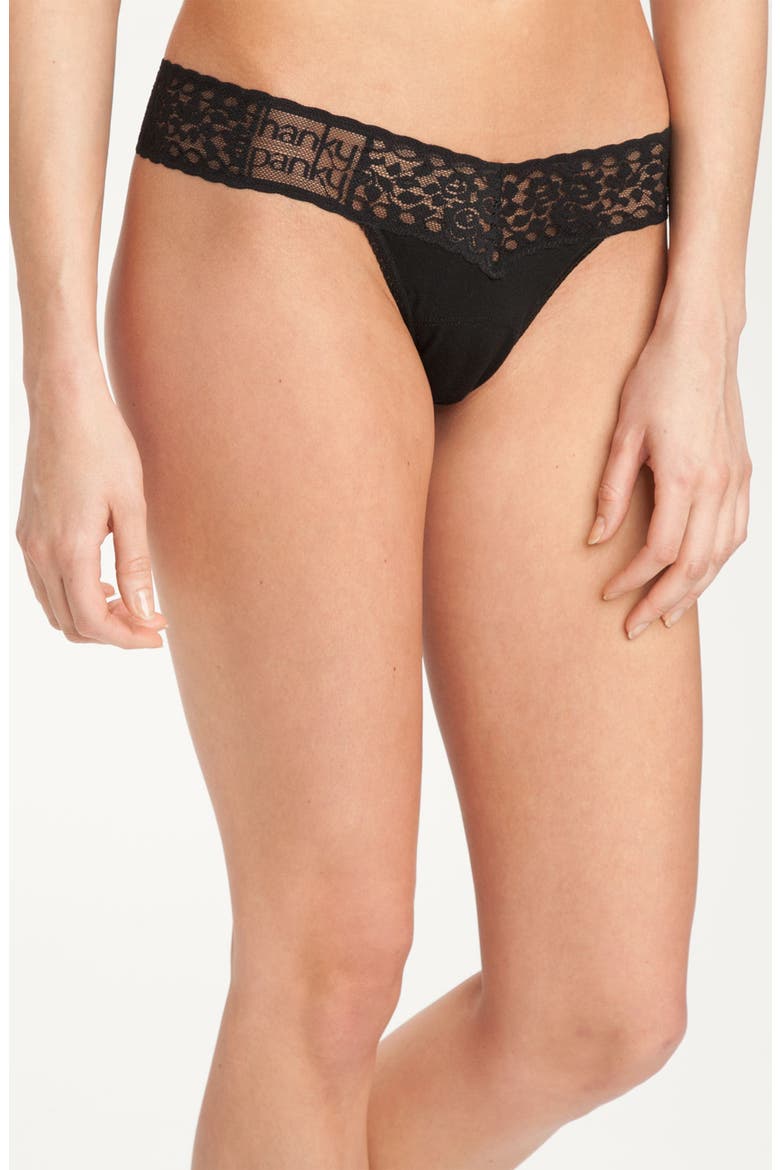 Logo Low Rise Thong, Main, color, BLACK