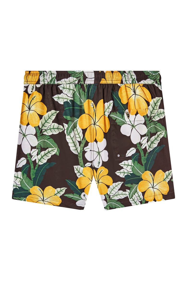 Night Bloom Swim Trunks, Alternate, color, Brown