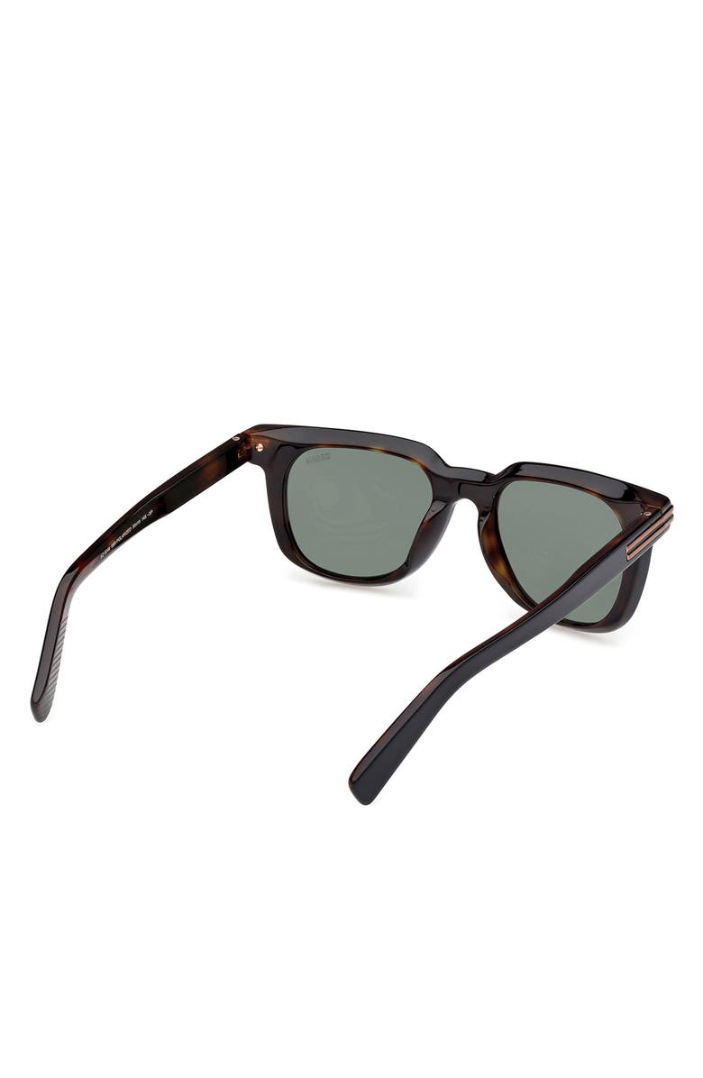 ZEGNA 50mm Polarized Geometric Sunglasses, Alternate, color, Shiny Black And Havana
