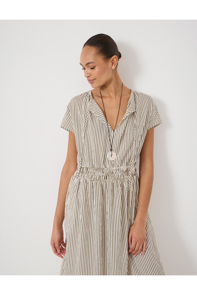 Nika Smocked Waistband Cotton Midi Dress, Alternate, color, Green Stripe White