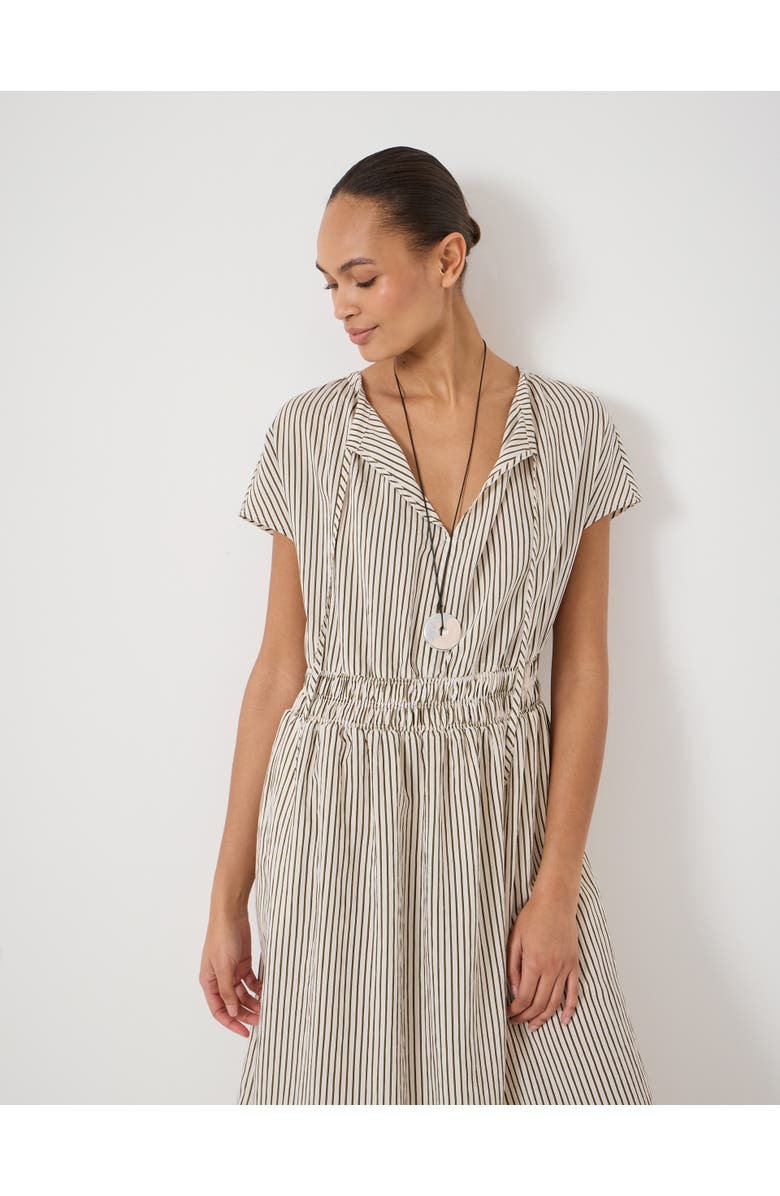 Hush Nika Smocked Waistband Cotton Midi Dress, Alternate, color, Green Stripe White