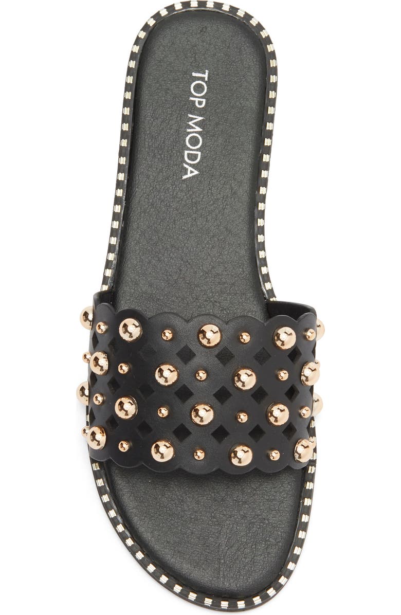 TOP MODA Mick Flat Sandal, Alternate, color, Black Pu