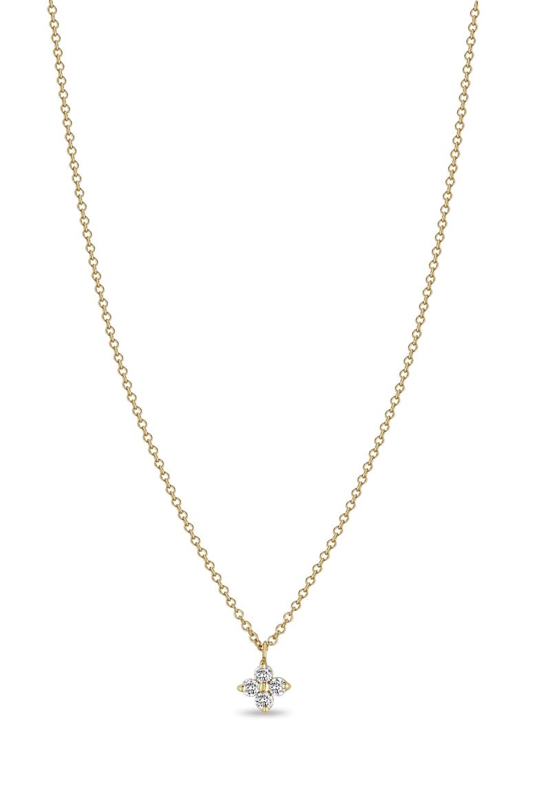 Diamond Flower Pendant Necklace, Main, color, YELLOW GOLD