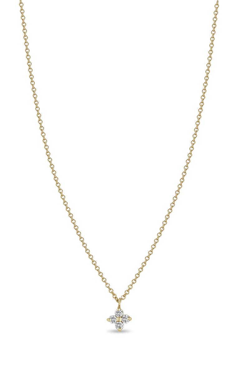 Zoë Chicco Diamond Flower Pendant Necklace, Main, color, Yellow Gold