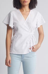 Loveappella Eyelet Wrap Top