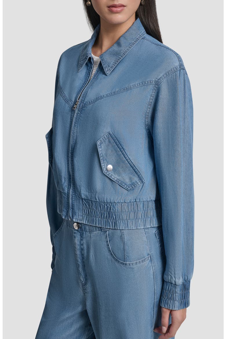 Front Zip Chambray Bomber, Alternate, color, STREAM WASH