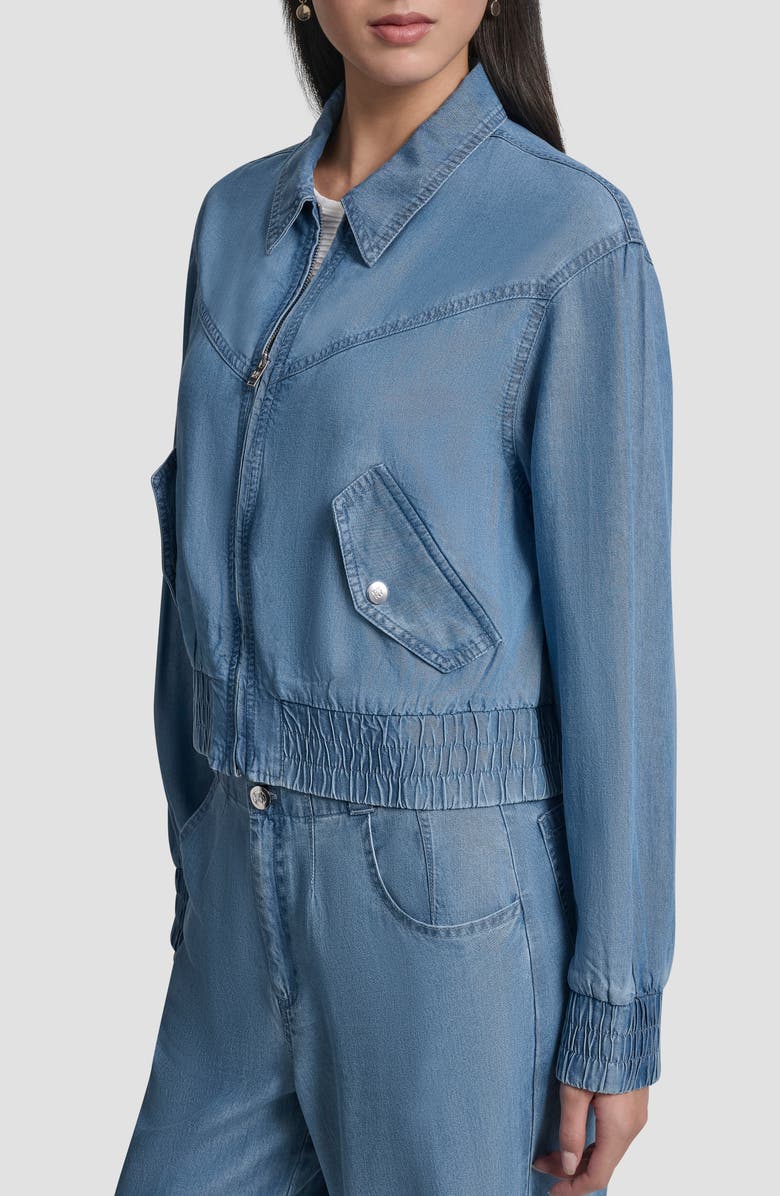 DKNY Front Zip Chambray Bomber, Alternate, color, 
