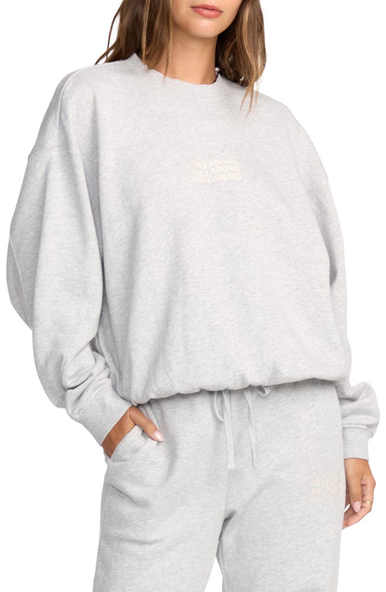 Billabong Sunny Kendal Oversize Cotton Blend Sweatshirt, Main, color, Heather Grass
