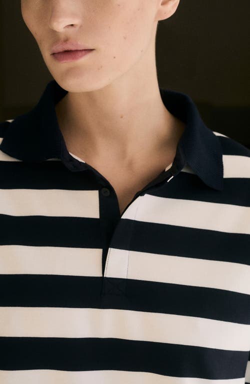 Mango Striped Polo Neck Sweatshirt Dark Navy In Blue