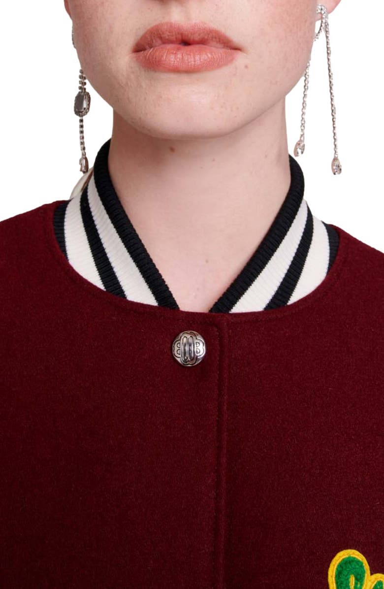 maje Belove Wool Blend Letterman Jacket, Alternate, color,
