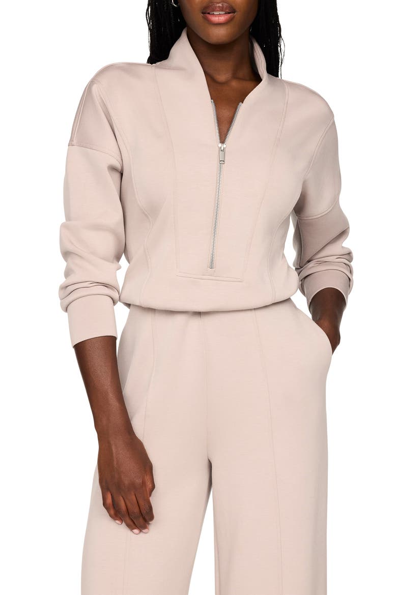 AirEssentials® Long Sleeve Shawl Collar Jumpsuit, Alternate, color, MUSHROOM