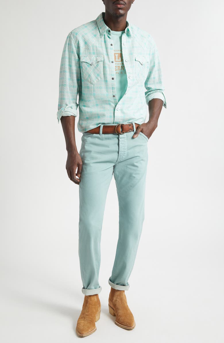 Double RL Slim Fit Jeans, Alternate, color, Turquoise