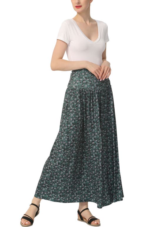 Kimi & Kai Women's Tiered Pull On Maxi Skirt In Green