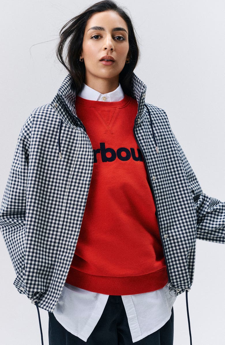 Barbour Bronwyn Showerproof Water Resistant Gingham Jacket, Alternate, color, Navy Gingham