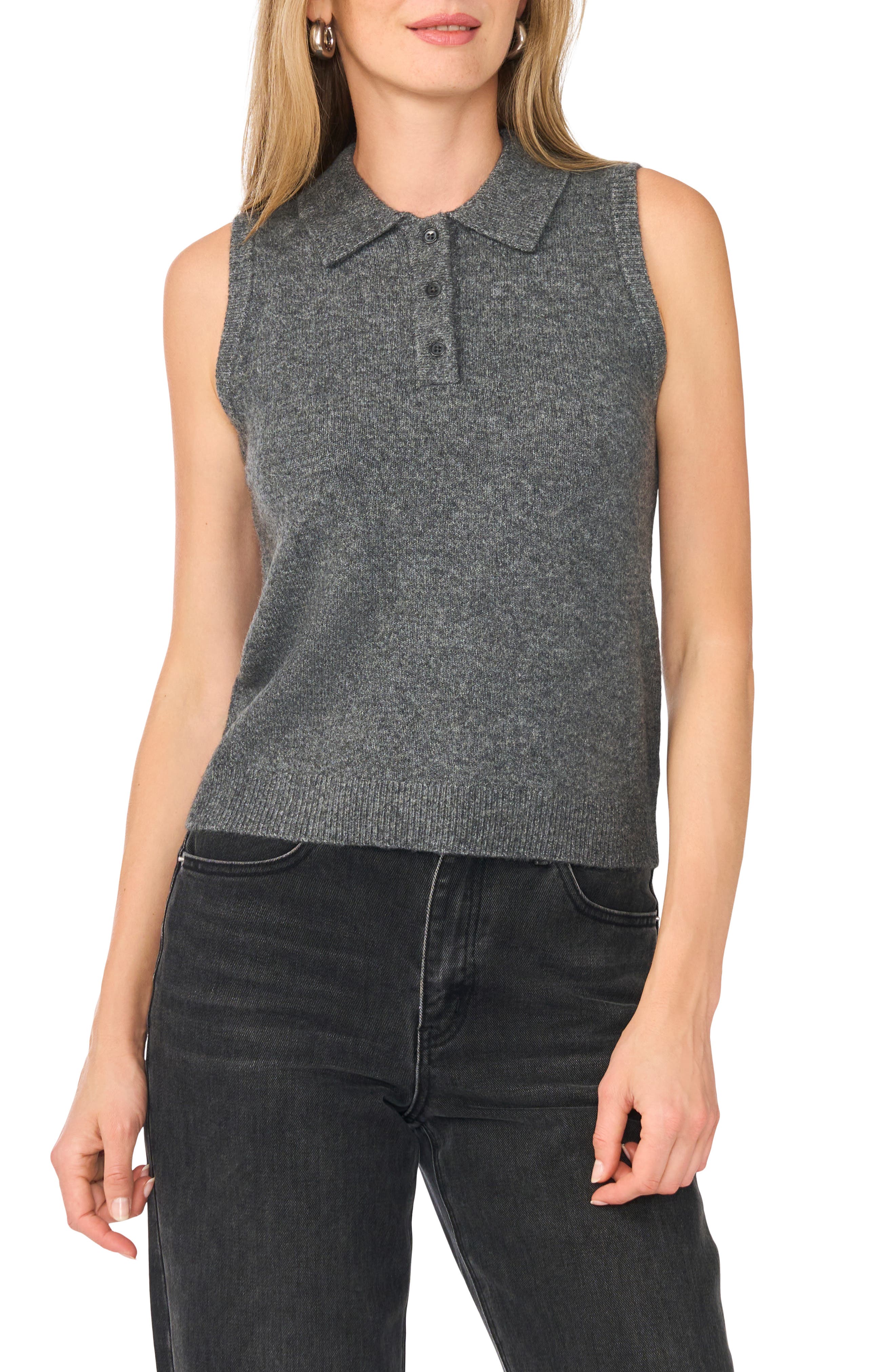 Sleeveless Polo Sweater