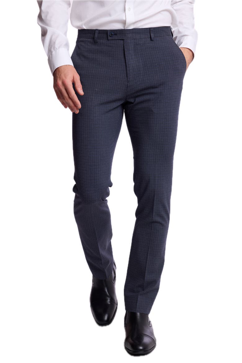 Downing Slim Fit Gingham Stretch Pants, Alternate, color, NAVY BURGUNDY GINGHAM