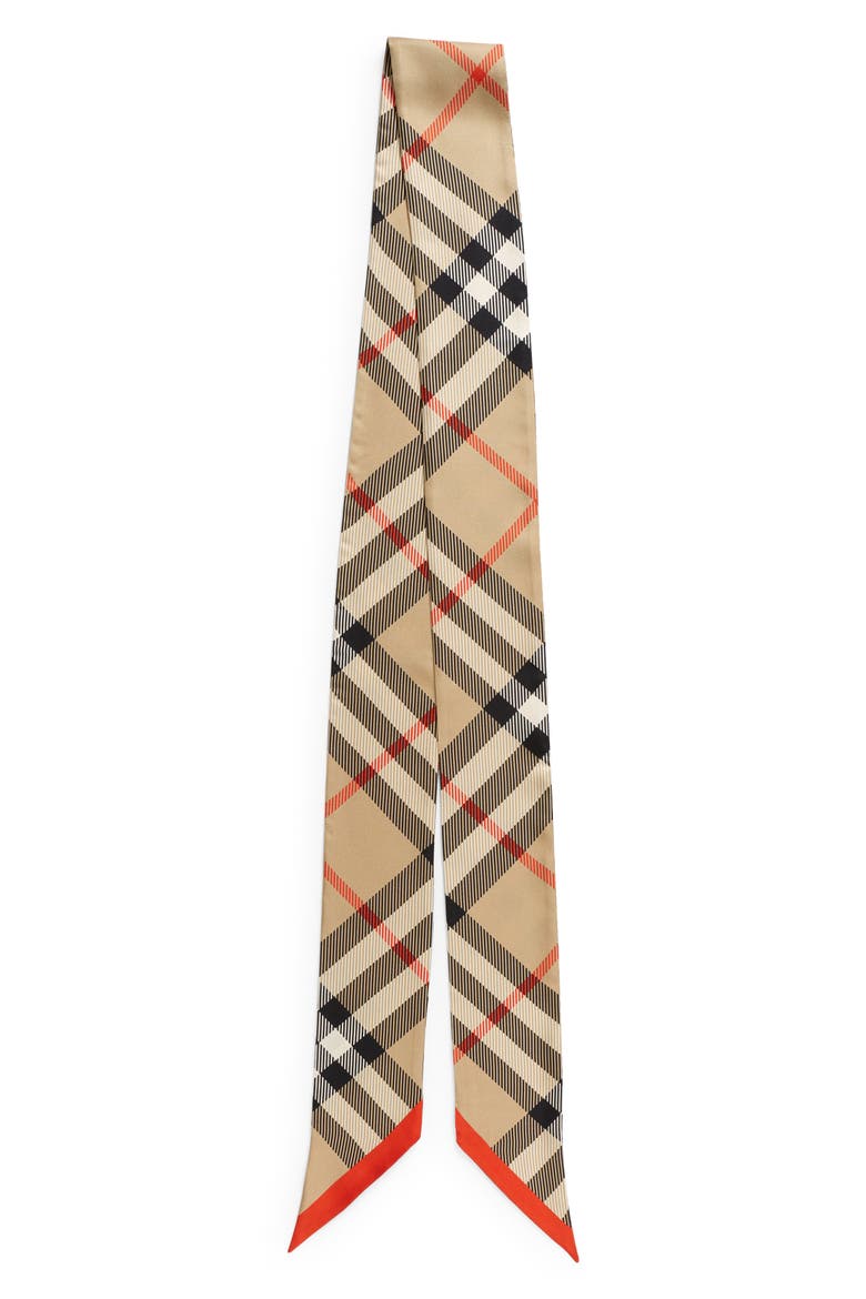 Check Silk Twill Scarf, Main, color, SAND