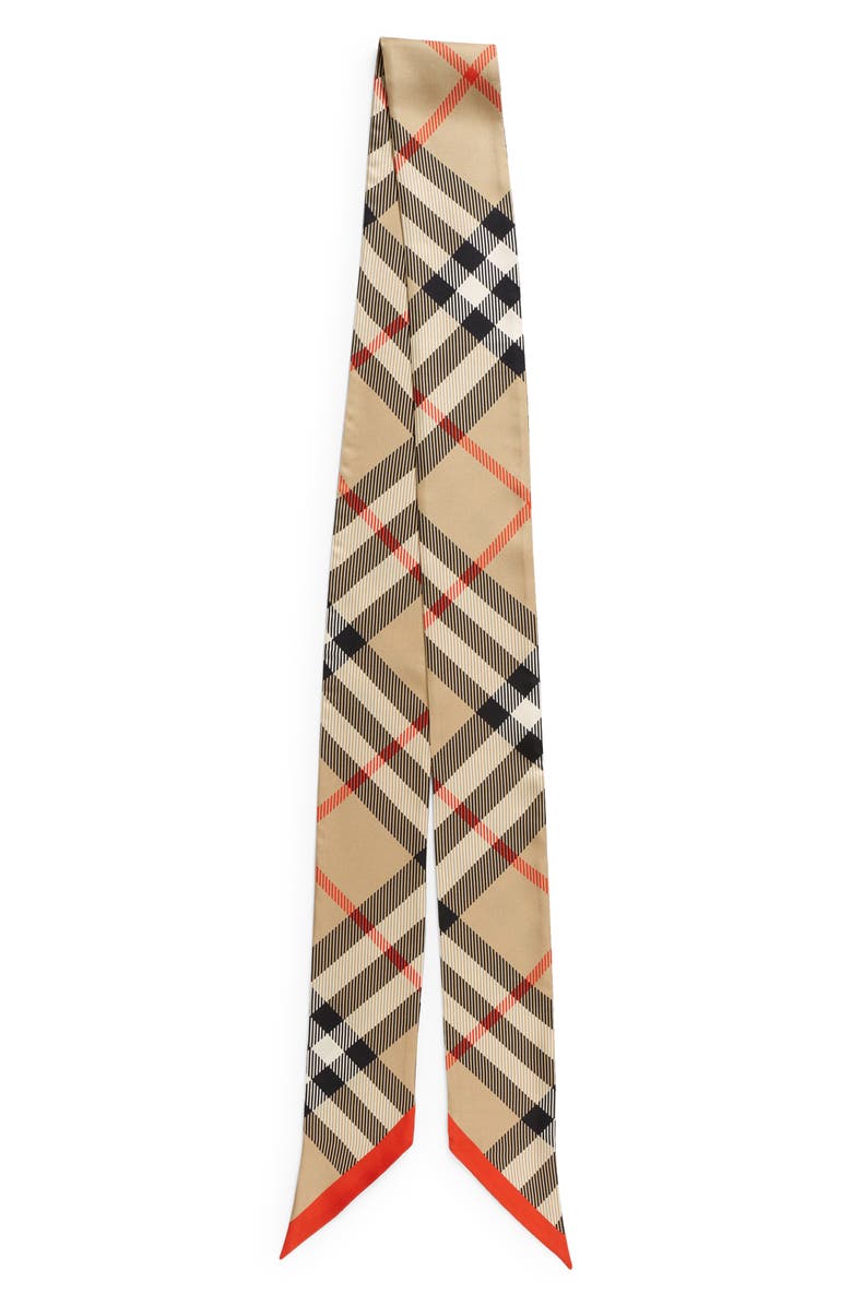 Burberry Check Silk Twill Scarf, Main, color, Sand