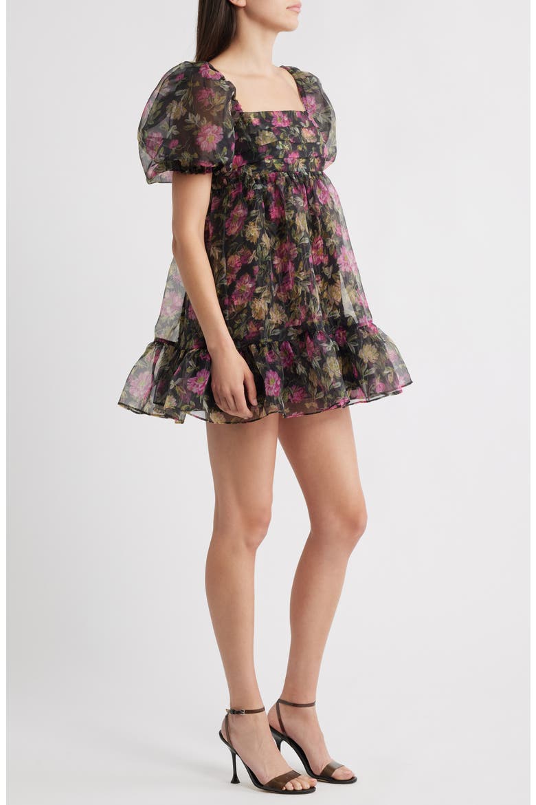 Posh Babydoll Minidress, Alternate, color, BLACK MULTI