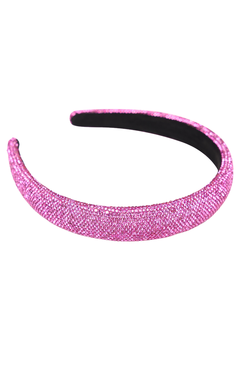 1" crystal puff headband, Main, color, Pink