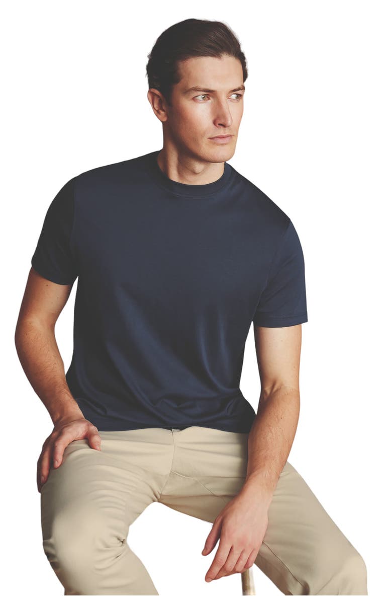 Charles Tyrwhitt Cotton Jersey Short Sleeve Tyrwhitt Tee, Alternate, color, Navy