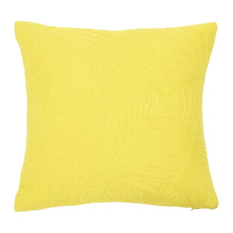 Cotton Pillow with Quilted Fern Frond Pattern