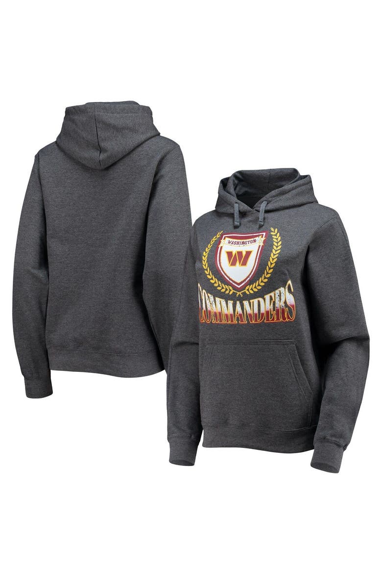 Women's WEAR by Erin Andrews Heathered Gray Washington Commanders Fleece Pullover Hoodie, Main, color, Heather Gray