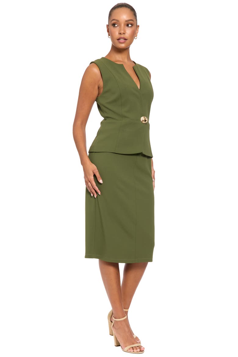 Sleeveless Peplum Sheath Dress, Alternate, color, RIFLE GREEN