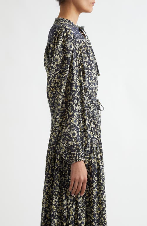 Ulla Johnson Tillie Floral Tie Neck Top In Raven