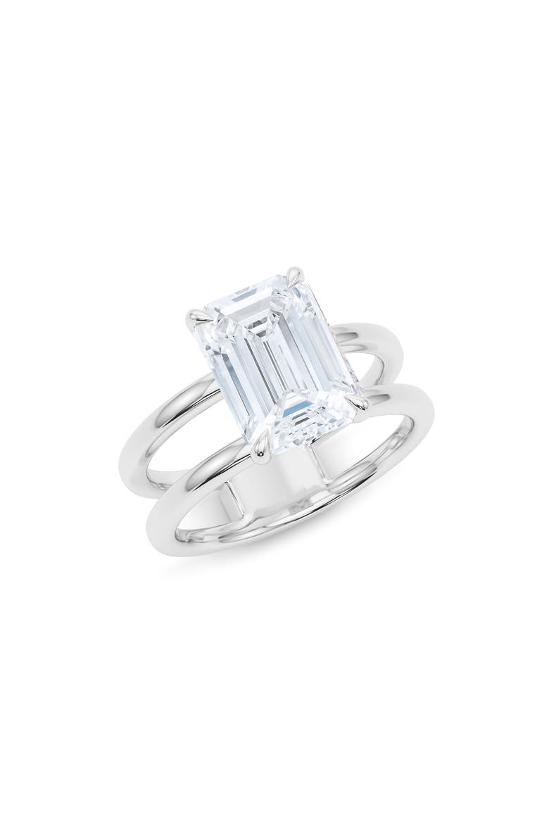 Emerald Cut Double Band Lab Created Diamond Ring, Main, color, 3.00CTW 18K WHITE GOLD