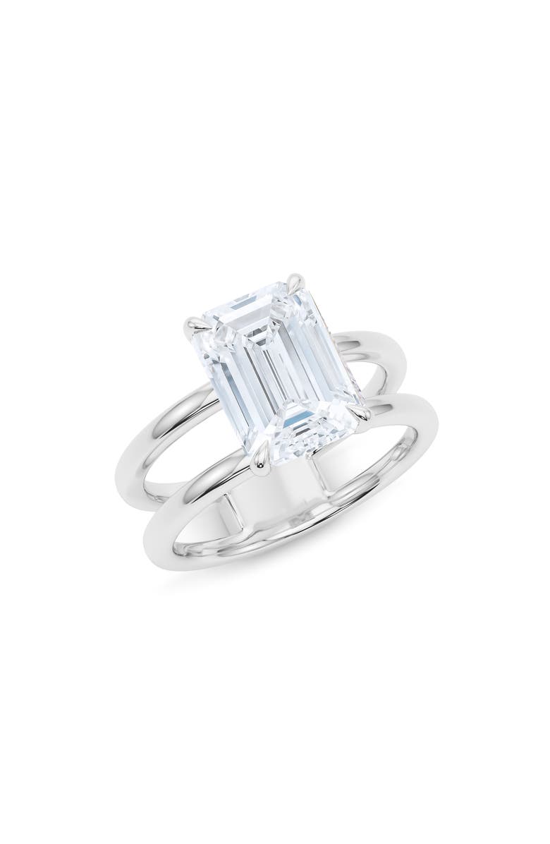 HauteCarat Emerald Cut Double Band Lab Created Diamond Ring, Main, color, 2.00Ctw 18K White Gold