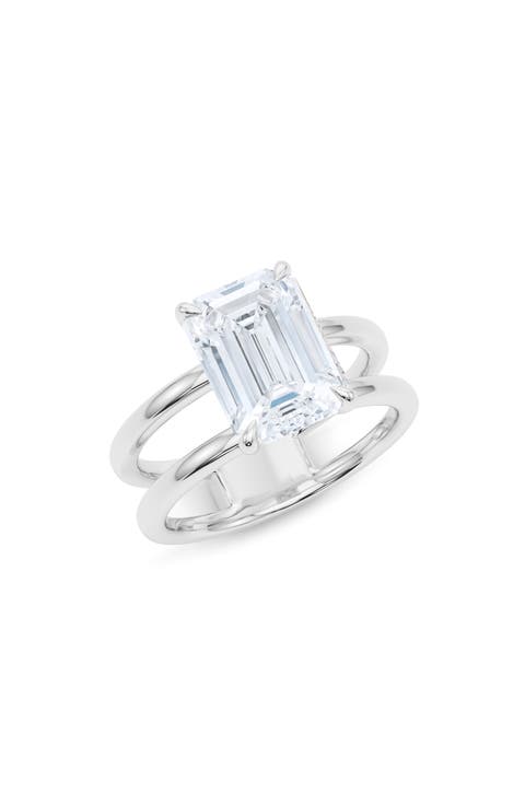 Emerald Cut Double Band Lab Created Diamond Ring