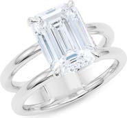 HauteCarat Emerald Cut Double Band Lab Created Diamond Ring