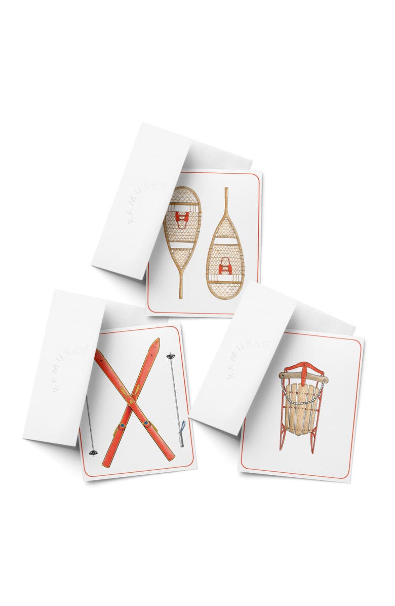 Ramus & Co Holiday Winter Card Pack (3ct, Assorted) Sled, Snow Shoe, Ski, Main, color, Multi-Pack