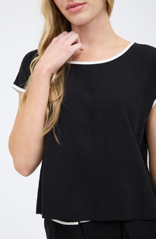 BLU PEPPER BLU PEPPER CONTRAST TRIM CAP SLEEVE TOP