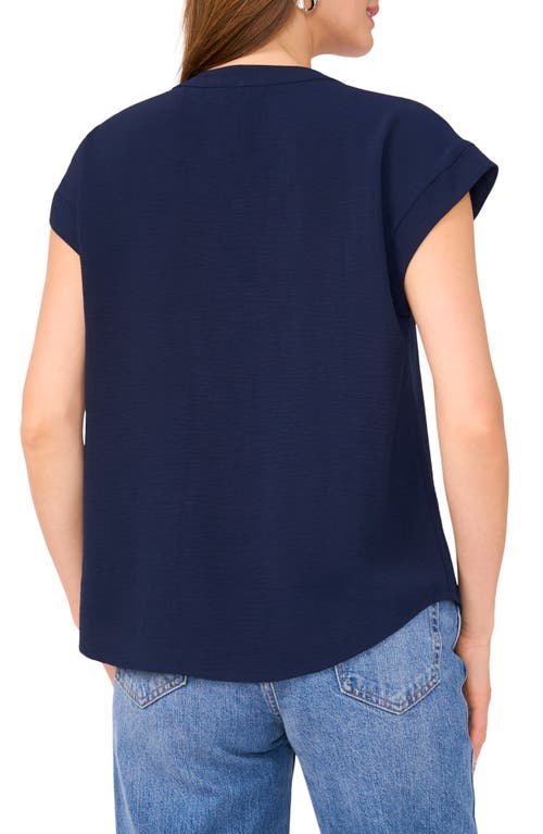 Vince Camuto Crinkle Lace-up Top In Blue