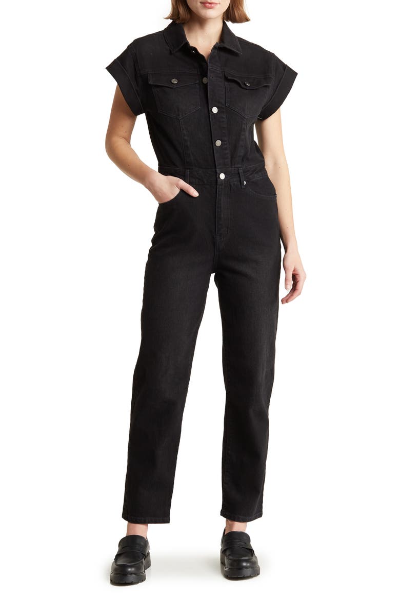 Denim Jumpsuit, Main, color, BLACK