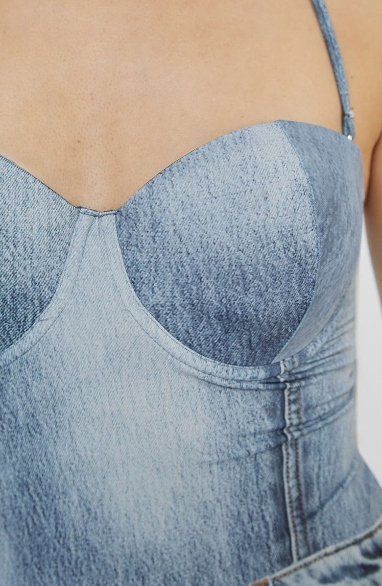 GUESS Go Denim Print One-Piece Swimsuit, Alternate, color,