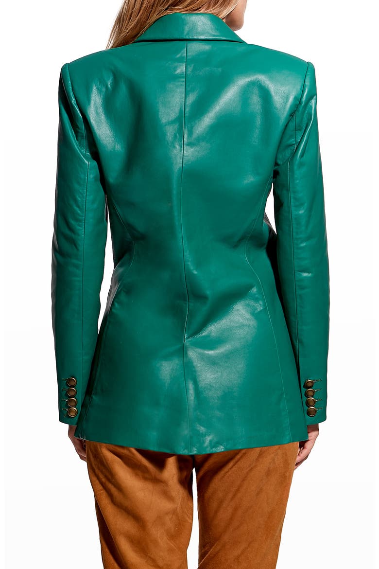 Beck Recycled Leather Blazer, Alternate, color, EVERGREEN